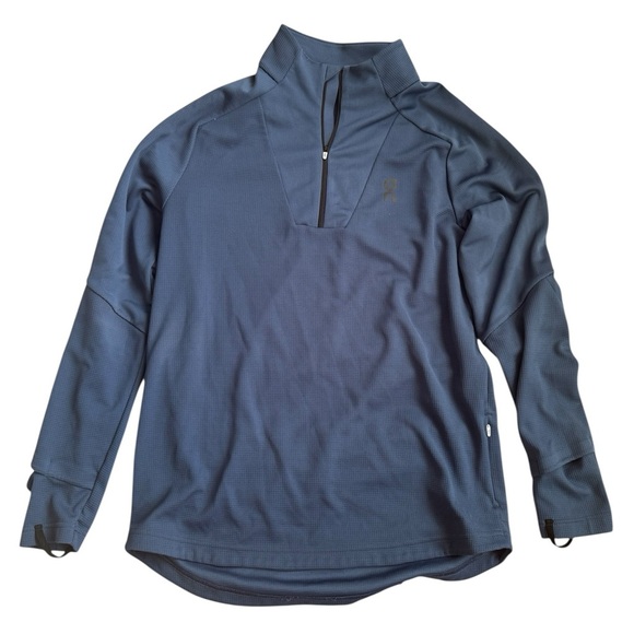 On Running Climate Men's 1/4 Zip Waffle Knit Shirt Navy Size: L - Picture 1 of 11